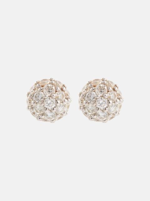 STONE AND STRAND Dainty Mirror Ball 10kt gold earrings with diamonds