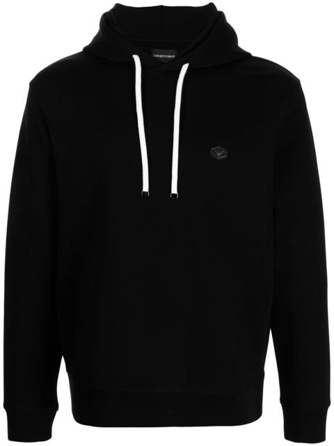 EMPORIO ARMANI logo-patch cotton-blend hoodie