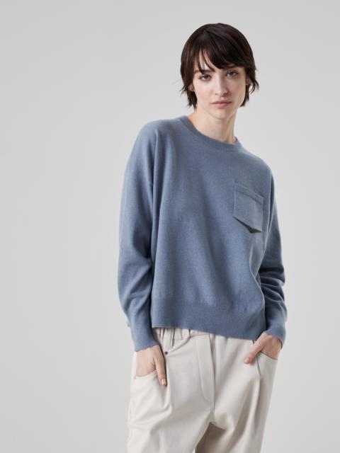 Brunello Cucinelli Cashmere sweater with shiny shadow pocket