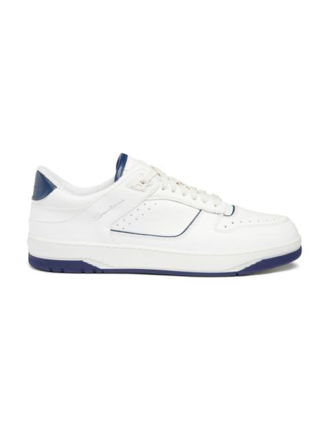 Santoni Men's white and blue leather Sneak-Air sneaker