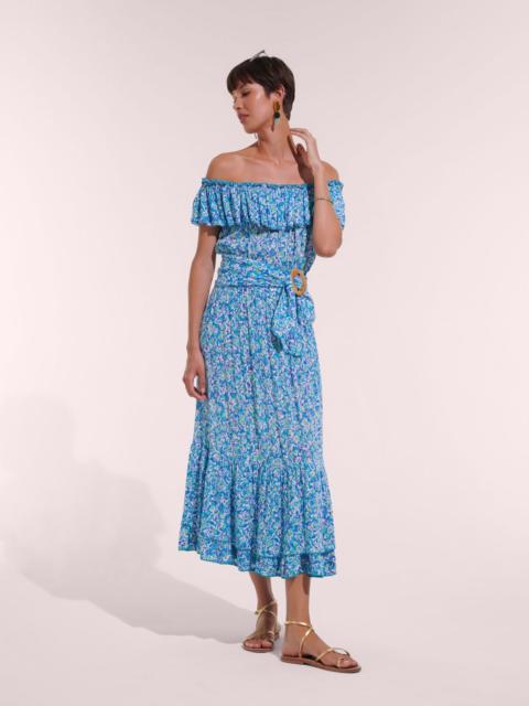 Poupette St Barth Long Dress Bella - Blue Ocean Flowers