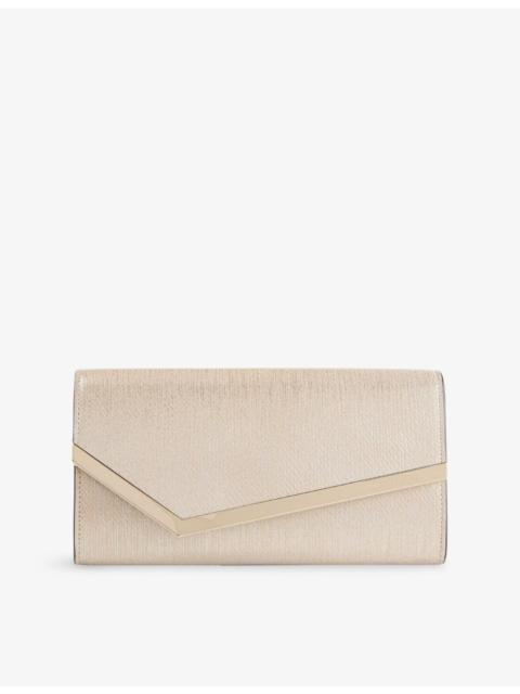 JIMMY CHOO Emmie Soft Metallic Linear Leather Clutch