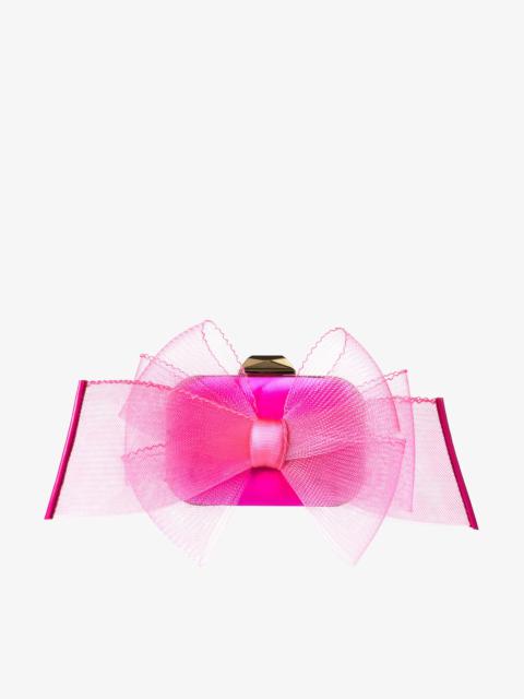 JIMMY CHOO Micro Cloud
Fuchsia Satin Mini Bag with Aveline Bow