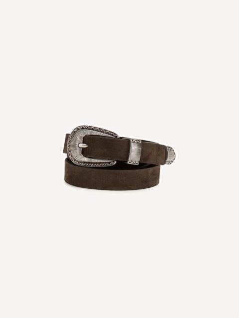 Brunello Cucinelli Suede Belt with prong buckle