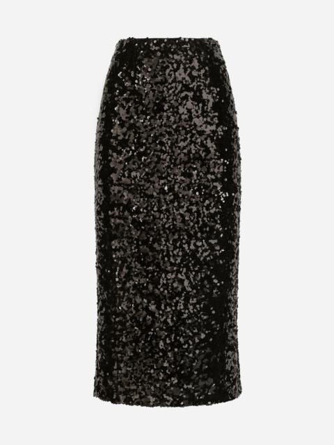 Dolce & Gabbana Sequined calf-length skirt