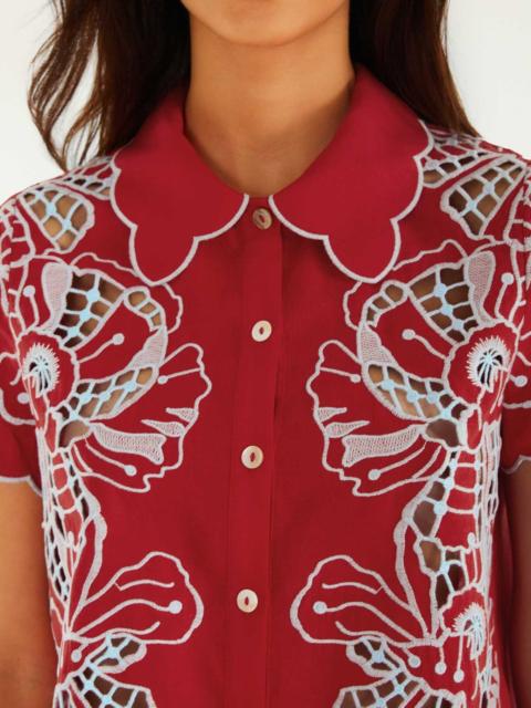 FARM RIO Blouse With Embroidery And Buttons