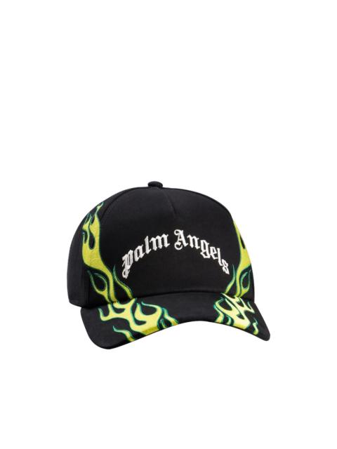 Palm Angels flames logo curved cap