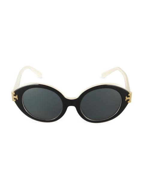 TORY BURCH Women's 52MM Oval Sunglasses - Dark Grey Black