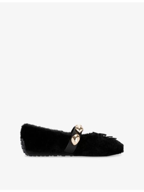 STEVE MADDEN Toasted Faux-Fur Ballet Flats