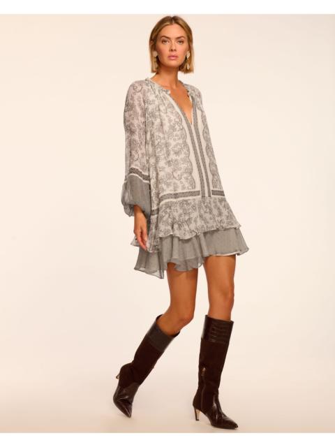 RAMY BROOK Josefine Printed Silk Long Sleeve Mini Dress