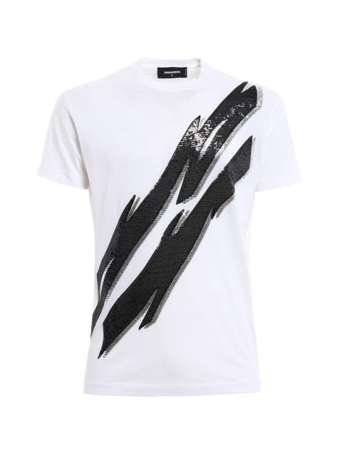 DSQUARED2 Sequined Embroidered T-Shirt "White" S74GD0230-S22427-100