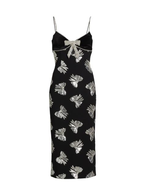REBECCA VALLANCE Women's Valor Sequined Bow Midi-Dress - Black