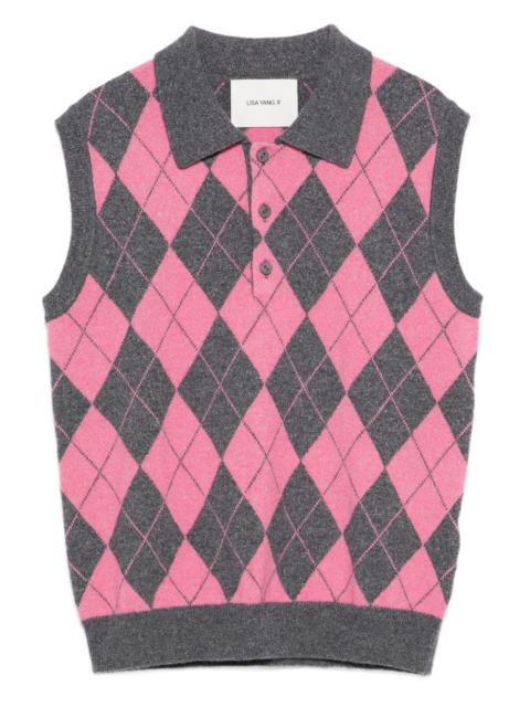 LISA YANG argyle polo top