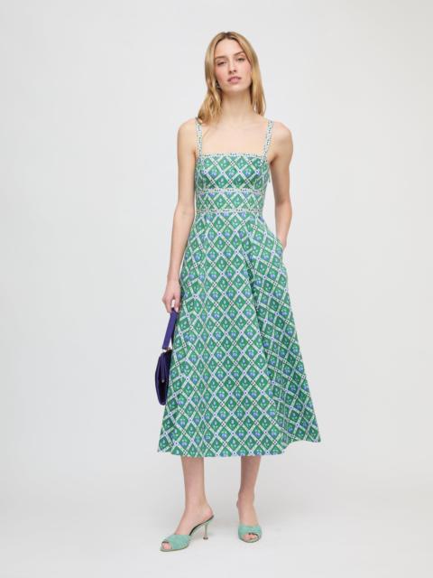 Hill House Home The Margot Dress - Diamond Cherries Grass Green
