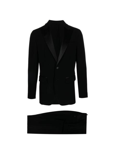 silk-trim two-piece suit