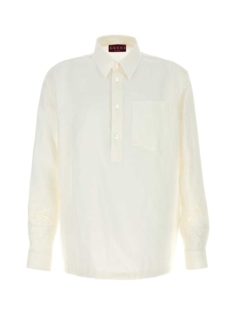 GUCCI Gucci Linen Polo Shirt — White