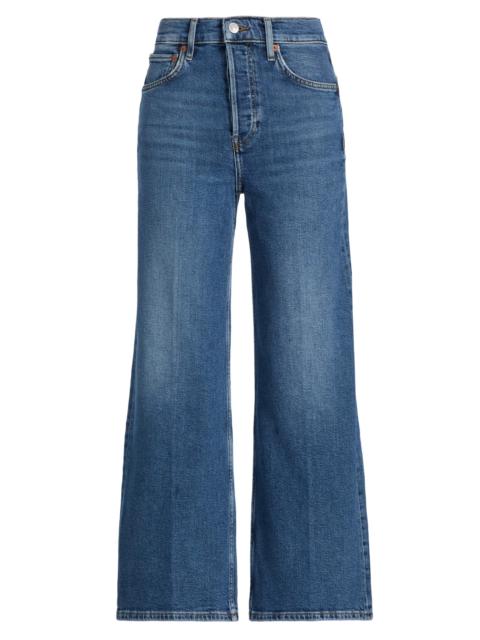 RE/DONE Women's Mid 70s High-Rise Wide-Leg Crop Jeans - Mid