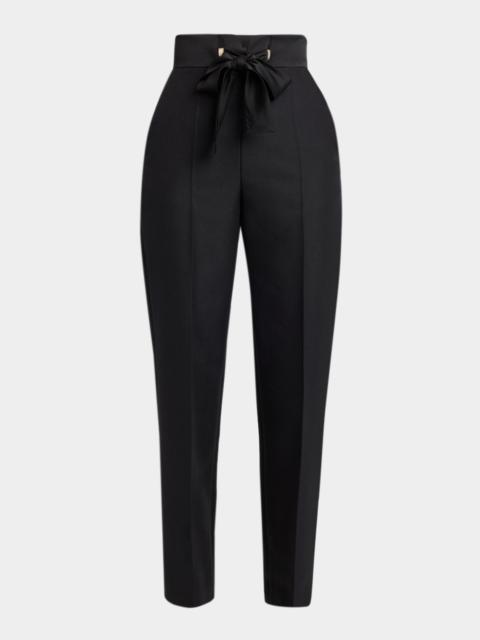 Valentino Bow High-Rise Cashmere Straight-Leg Pants