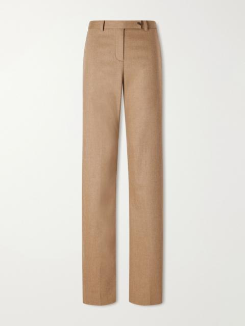 KHAITE Hunter wool and cashmere-blend straight-leg pants Beige