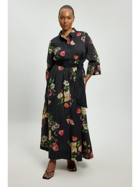KAREN MILLEN Plus Size Floral Woven Shirt Dress