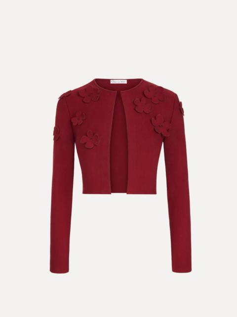 Oscar de la Renta LASER-CUT FLORAL KNIT CARDIGAN
