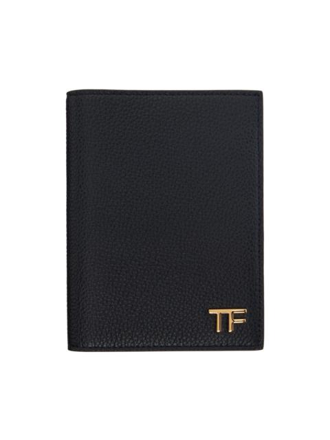 TOM FORD Black Soft Grain Leather T Line Passport Holder