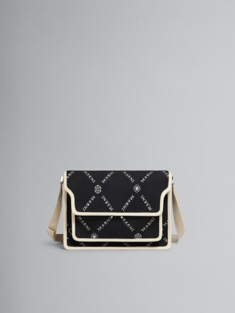 Marni TRUNK SOFT LARGE BAG IN BLACK MARNIGRAM JACQUARD