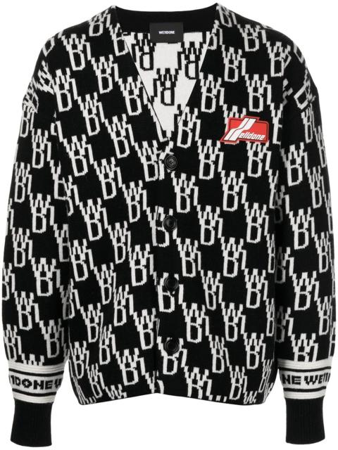 We11done intarsia-knit logo cardigan