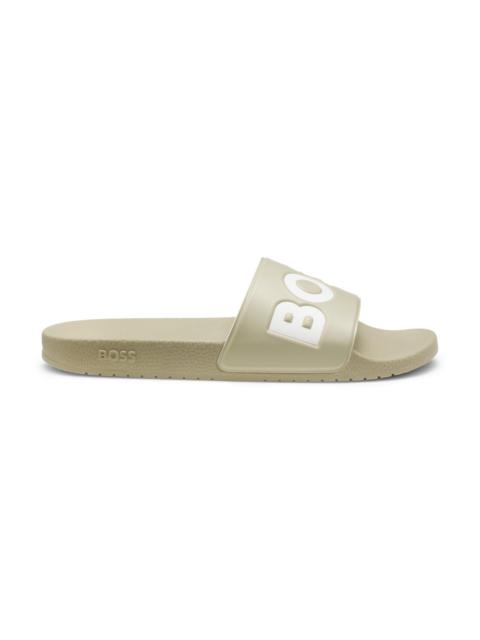 BOSS ITALIAN-MADE SLIDES WITH LARGE LOGO DETAIL
