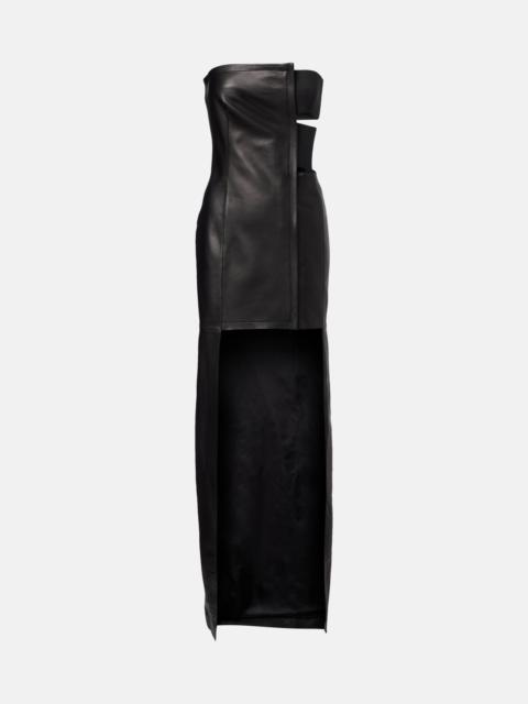 Jean Paul Gaultier Cutout asymmetric leather maxi dress