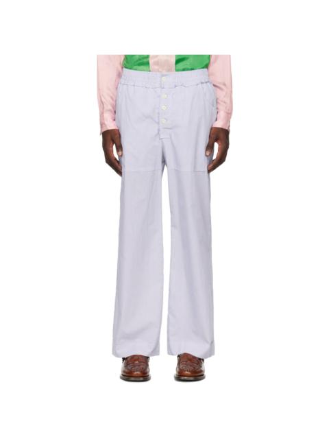 EDWARD CUMING White & Blue Raw Edge Trousers