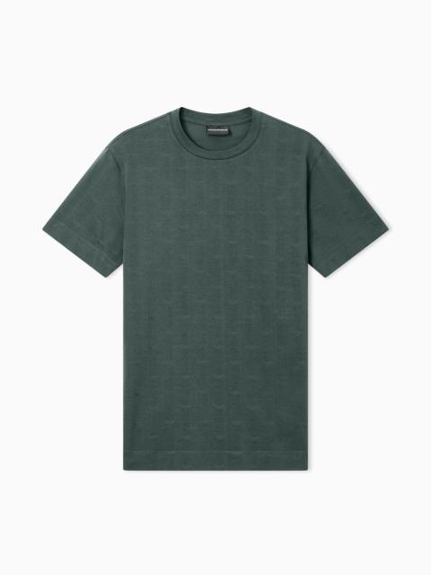 EMPORIO ARMANI SLIM-FIT T-SHIRT IN ALL-OVER MICRO-EAGLE JACQUARD JERSEY
