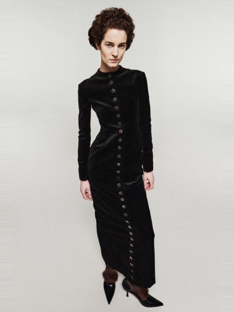 A.W.A.K.E. MODE FITTED MAXI DRESS WITH FRONT AND BACK CLOSURE BLACK