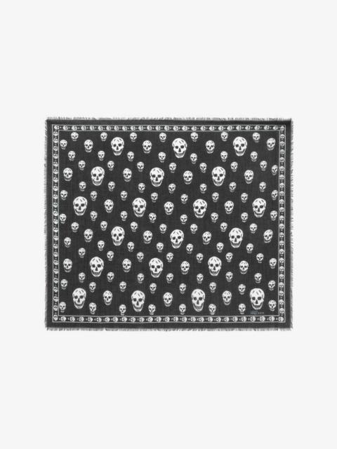 Women's Classic Silk Blend Skull Scarf in Black