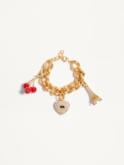 Valentino CHEZ VALENTINO BRACELET IN METAL, ENAMEL AND SWAROVSKI® CRYSTALS