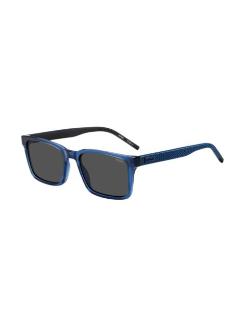 HUGO TRANSPARENT-BLUE SUNGLASSES WITH PATTERNED TEMPLES
