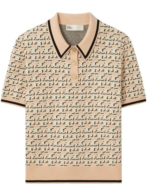 TORY BURCH monogram jacquard polo top