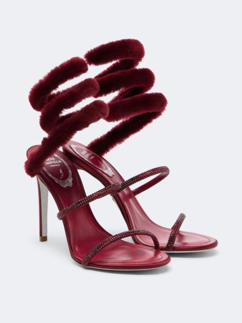 RENE CAOVILLA Cleo embellished shearling-trimmed sandals