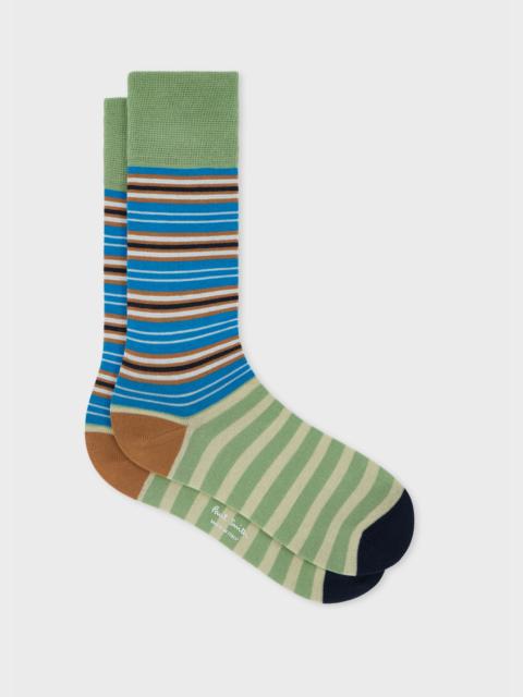 Paul Smith Blue and Green Mixed Stripe Socks