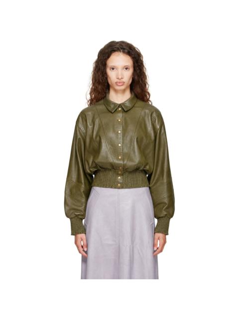 NICKLAS SKOVGAARD Green Sandy Leather Jacket