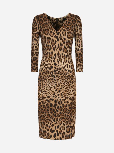 Dolce & Gabbana Leopard-print cady midi dress