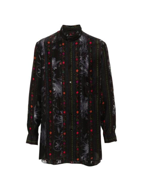Yohji Yamamoto A-ethnic-print silk shirt