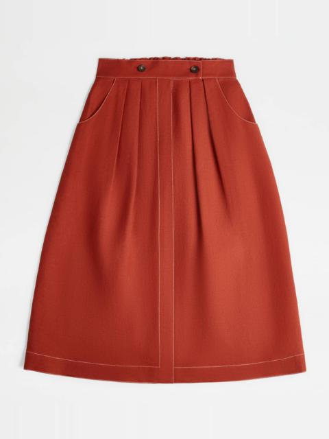 SKIRT IN LINEN - ORANGE