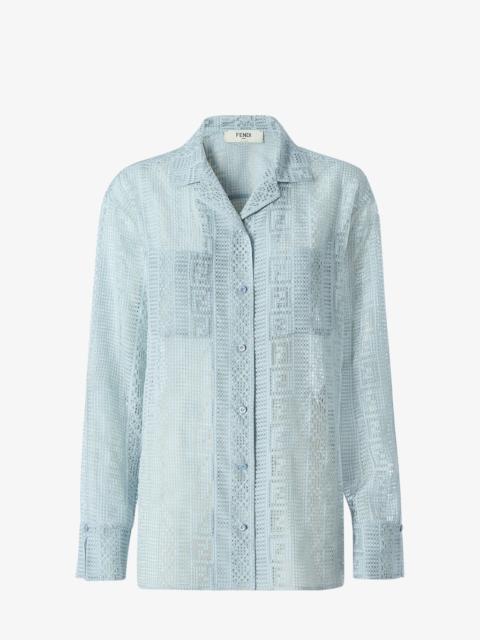 FENDI Shirt Light blue silk blend burnout shirt