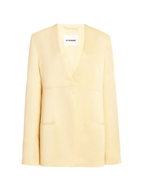 Jil Sander Single-Breasted Collarless Jacket green