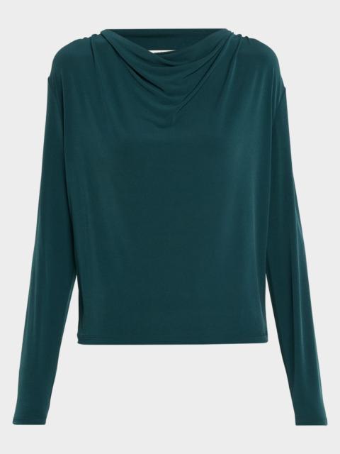 Vince Matte Jersey Cowl-Neck Blouse