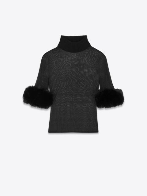 SAINT LAURENT high-neck top in silk knit