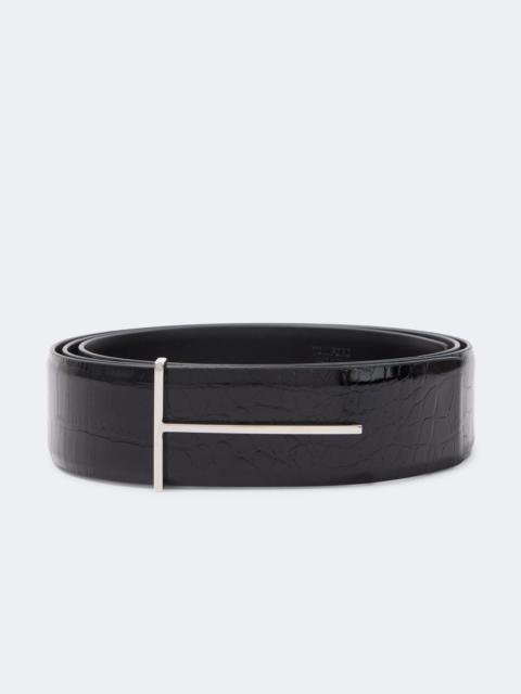 TOM FORD T croc-effect patent leather belt