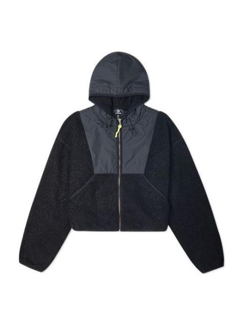 Converse (WMNS) Converse Full Zip Lamb Wool Hooded Jacket Black 10020285-A02