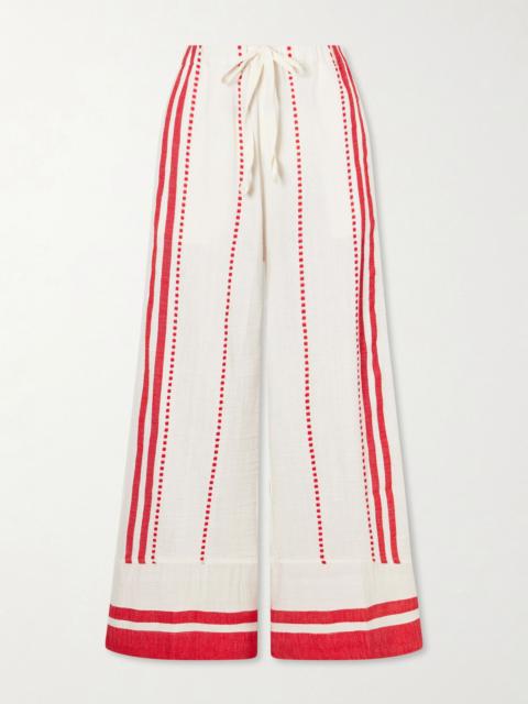 lemlem Desta straight-leg cotton pants Red